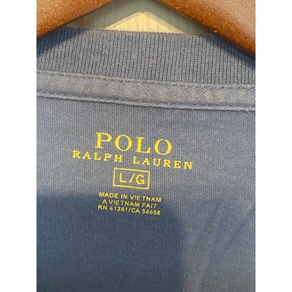 Polo Ralph Lauren V-Neck Blue S/S T-Shirt Men's Size L Basic Tee Cotton - Picture 4 of 8